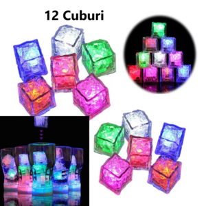 Set 12 Cuburi de gheață, Light Up, 12 Pack Multi Color Led cuburi de gheață, reutilizabile stralucitoare si colorate