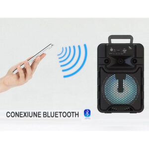 Boxa Portabila Audio SIKS Bluetooth 6.5″ HF605, Led, Radio FM, Suport MP3, Cu Telecomanda, USB , Negru