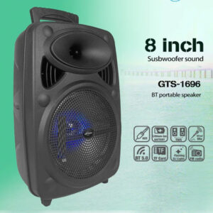 Boxa portabila GTS 1696, Bluetooth, Telecomanda, Microfon, 8 Inch x 20W, Negru