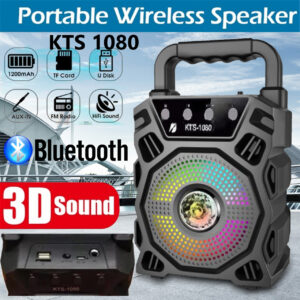 Boxa portabila KTS 1080, Boxa Portabila cu USB, Acumulator 500 mAh, FM, Slot Card TF si Microfon, LED,