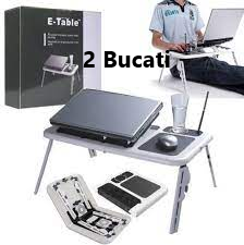 Oferta 2 Bucati x Masa Laptop cu 2 coolere, suport pahar, mousepad, E-Table 0500ZD