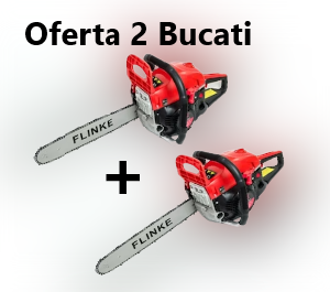 Oferta 2 Drujbe Profesionale, Motofierastrau cu lant, pe Benzina FLINKE 9800, 58 cmc, 4CP, lama 40cm, 13500 rotatii pe minut