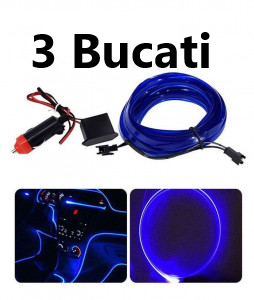 Oferta 3 bucati x Banda Auto 12v Neon, culoare Albastra, lungime 5M, alimentare 12V