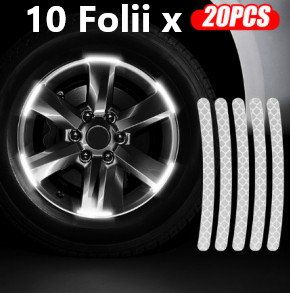 Oferta 10 Bucati  x Folie 20 Benzi Albe Autocolante Reflectorizante