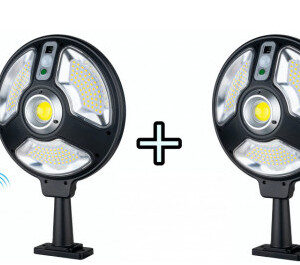 Oferta 2 Bucati x Lampa Solara Rotunda Jortan, 120LED cu Telecomanda