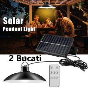 Oferta 2 Bucati x Lampa Solara XF707 cu 1 Bec LED si Telecomanda