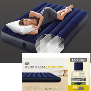 Saltea gonflabila camping INTEX Full Dura Beam, 191 x 137 cm, Albastru