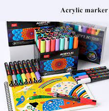 Set de 60 de Markere Multicolore, acrilic pentru piatra, pânza, ceramica, sticla, lemn, pentru albume de albume, articole de arta