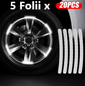 Oferta 5 Bucati  x Folie 20 Benzi Albe Autocolante Reflectorizante