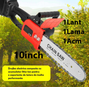 Drujba Motofierastrau cu lant 10 inch, cu 1Lama, 1Lant si 1 Acumulator, Lithium 1200 W, 4200rpm