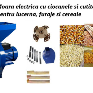 Moara Cereale, stiuleti, lucerna si legume (4 in 1), 3.8KW, 300Kg/Ora, cu ciocanele + cutite tocat