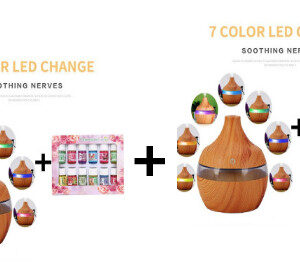 Oferta 2 Bucati x Difuzor de Aromaterapie Pentru Casa, cu 7 Culori Ambientale + 24 Esente Aromaterapie