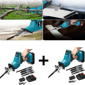 Oferta 2 Bucati x Fierăstrău Tip Sabie, Soricel Fără Fir Pentru Taiat si Toaletat Gradina, cu 1 Acumulator si 4 Lame Incluse