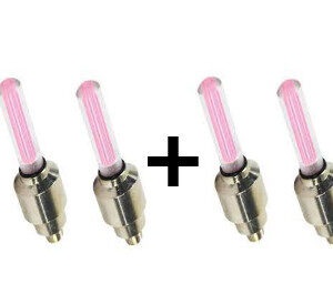 Oferta 2 Seturi x 2 Lumini LED Pentru Ventil Cauciuc, Lumina Roz, Rezistente la Apa si Soare, Senzor de Miscare