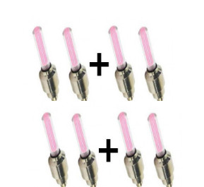 Oferta 4 Seturi x 2 Lumini LED Pentru Ventil Cauciuc, Lumina Roz, Rezistente la Apa si Soare, Senzor de Miscare