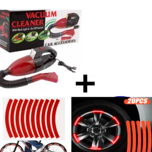 Oferta ! Aspirator Auto 12V Vacuum Cleaner + Folie 20 Benzi Autocolante Reflectorizante Rosii