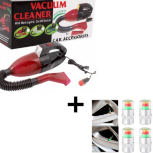 Oferta ! Aspirator Auto 12V Vacuum Cleaner + Set 4 Buc Capace Valva cu Indicator de Presiune Colorat, 2.5 Bar