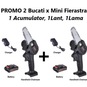 Promotie !!!  2 Bucati x Mini Fierastrau Electric, Cu 1 Acumulator, 1Lant + 1Lama