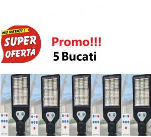 Oferta 5 Bucati x Lampa solara de perete,117 COB, 72 leduri, 9 casete, cu Telecomanda, Sensor Street Lamp
