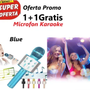 Oferta 1 + 1 Gratis- Microfon Karaoke Pentru Copii, WS-858, wireless, acumulator 1800mah, iOS si Android 0400