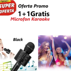 Oferta 1 + 1 Gratis- Microfon Karaoke Pentru Copii, WS-858, Black, wireless, acumulator 1800mah, iOS si Android 0400