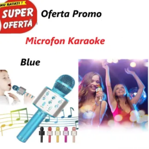 Microfon Karaoke Pentru Copii, Blue WS-858, wireless, acumulator 1800mah, iOS si Android 0200
