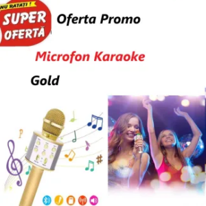 Microfon Karaoke Pentru Copii, Gold WS-858, wireless, acumulator 1800mah, iOS si Android 0170 SHB38