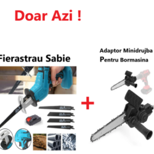 Promo!!! Fierăstrău Tip Sabie, Soricel cu Acumulator si 4 Lame Incluse + Adaptor Tip Minidrujba Pentru Bormasina