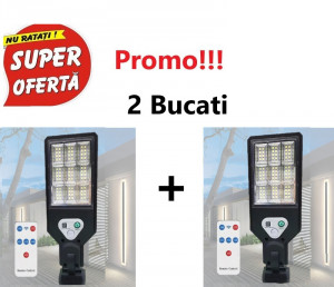 Oferta 2 Bucati x Lampa solara de perete,117 COB, 72 leduri, 9 casete, cu Telecomanda, Sensor Street Lamp