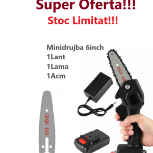 Super Oferta de Toamna !!! Mini drujba 6 inch cu 1 Lant, 1 Lama, 1 Acumulator