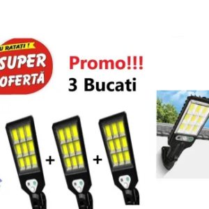 Oferta 3 Bucati x Lampa solara de perete, 117 Cob, Sensor Street Lamp, cu 9 Celule, Telecomanda inclusa