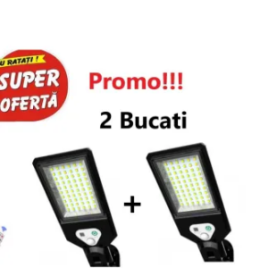 Oferta 2 Bucati x Lampa solara de perete, Sensor Street Lamp cu 60 leduri, Telecomanda Inclusa