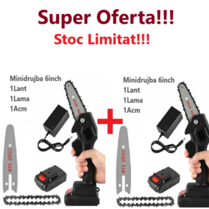 Super Oferta de Toamna !!! 2 Bucati x Mini drujba 6 inch cu 1 Lant, 1 Lama, 1 Acumulator Acumulatori