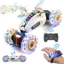 Masinuta Stunt Car cu Telecomanda RC rotativa si Ceas de Mana, Masinuta de Cascadorie, Drift si Rotiri de 360 0750