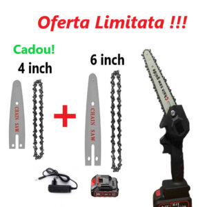 Mini Drujba Electrica cu Acumulator, 1 Lant, 1Lama 6 inch + CADOU - 1 Lant, 1Lama 4 inch