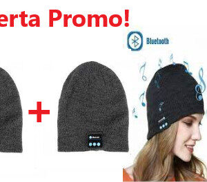 Oferta 2 Bucati x Fes Gri Inchis, Caciula Smart, cu casti si microfon intergrat, Bluetooth, Handsfree si Muzica, tricot 0300