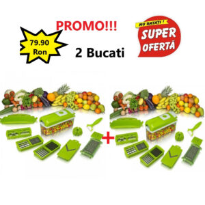 Oferta 2 Bucati x Razatoare Multifunctionala pentru taiat, feliat, maruntit legume si fructe,