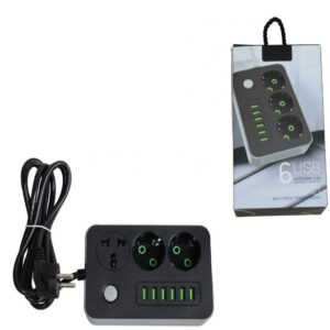 Prelungitor cu 3 Prize si 6 Huburi USB, Power Socket