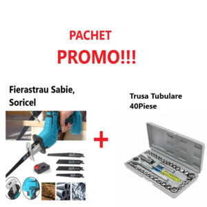 Promo!!! Fierăstrău Tip Sabie, Soricel Fără Fir Pentru Taiat si Toaletat Gradina, cu Acumulator si 4 Lame Incluse + Trusa chei tubulare 40 de piese, cu adaptor si clichet incluse