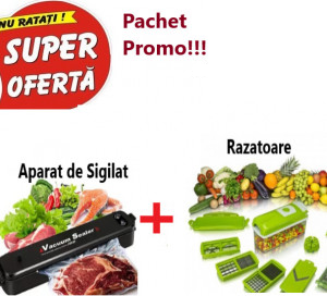 Pachet Promo- Razatoare Multifunctionala pentru taiat, feliat, maruntit legume si fructe + Aparat de Sigilat Pungi