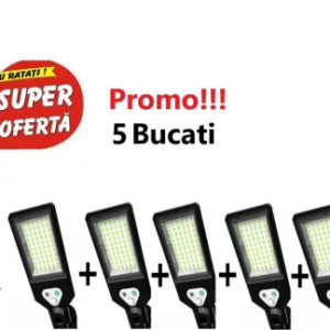 Oferta 5 Bucati x Lampa solara de perete, Sensor Street Lamp cu 60 leduri, Telecomanda Inclusa