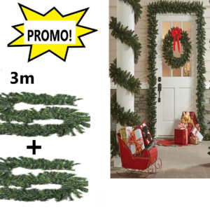 Oferta 2 Bucati x Ghirlanda de brad artificial verde, aspect natural 300 cm