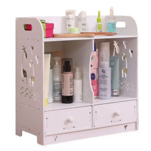 Cutie de depozitare cosmetice cu 2 sertare Alb