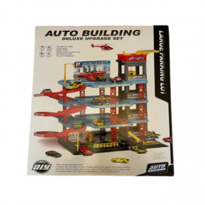 Set Joaca pentru Copii Parcare cu 4 Nivele, 4 masinute incluse si elicopter, multicolor, 30x47.5x46 cm