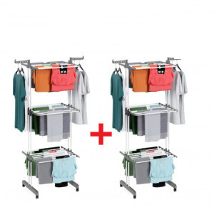 Oferta 2 Bucati x Uscator vertical, mobil si pliabil pentru rufe, cu suport umerase