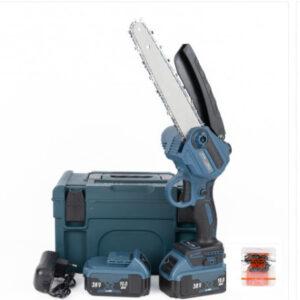 Drujba Mini KraftWorld, cu Lama, 2 Lanturi si 2 acumulatori 38V, 10Ah, rezervor ulei, aparatoare, albastru