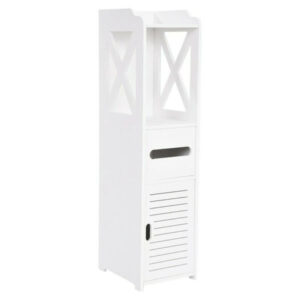 Dulap ingust pentru baie, 3 rafturi, suport pentru hartie igienica