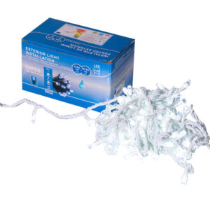 Instalatie Lumini de exterior, fir 100 Led- Lumina Rece 10m, interconectabila-BLAU