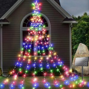 Instalatie Solara "QX-DC2152C QX-144-F-CM-350L-N", Instalatie cu Stea in Varf, cu 350 Leduri, Multicolora