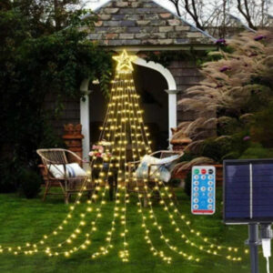 Instalatie Solara ""QX-DC2152WW QX-144-F-CWW-350L-N", Instalatie cu Stea in Varf, cu 350 Leduri, Alb Cald